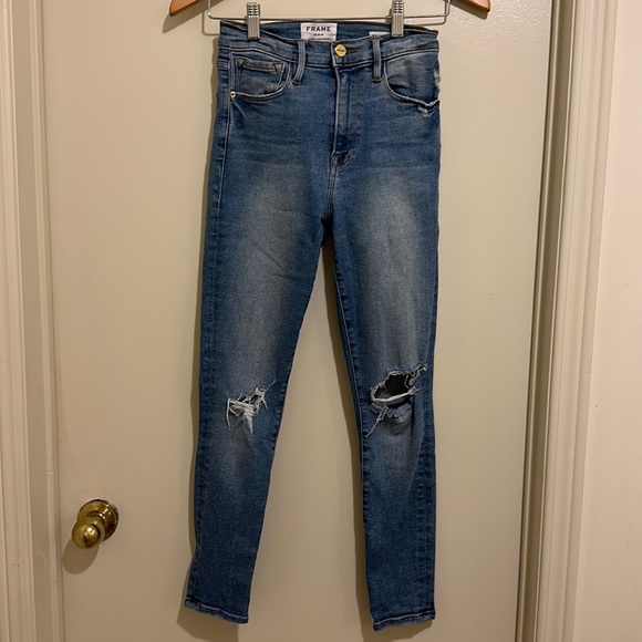 FRAME Ali High Rise Ripped Skinny Cigarette Jeans (Size 26) - Picture 4 of 8